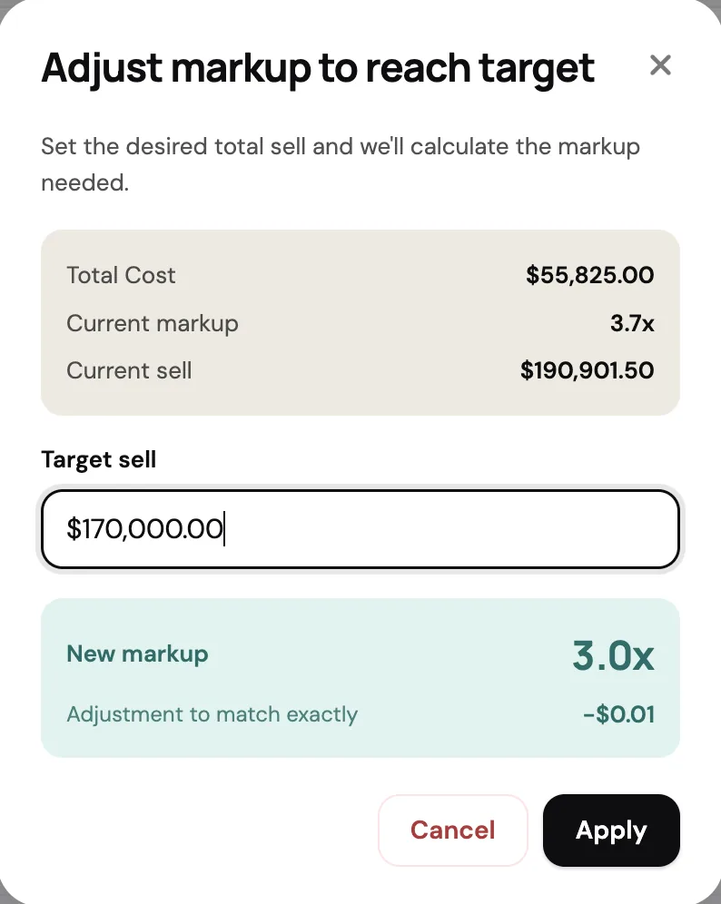 Adjusting the markup and seeing the account margin respond