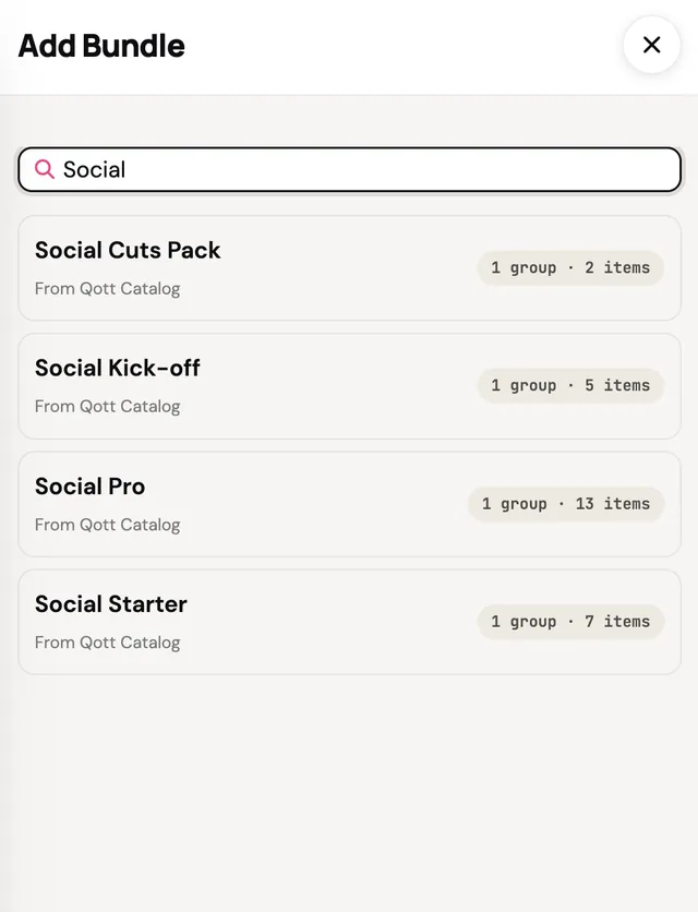 Reusing proven social bundles from the catalog